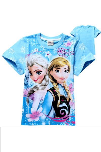 2014新作 Frozen アナと雪の女王 プリンセス 子供 キッズElsa エルサ 半袖 ｔシャツ 夏服